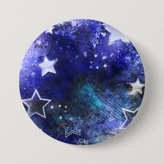 Ruimte-achtergrond met sterren ronde button 7,6 cm (Voorkant)