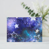 Ruimte-achtergrond met sterren RSVP kaartje (Staand voorkant)