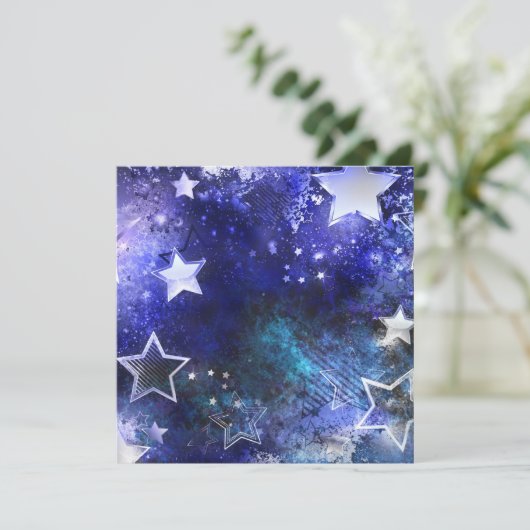 Ruimte-achtergrond met sterren save the date (Staand voorkant)