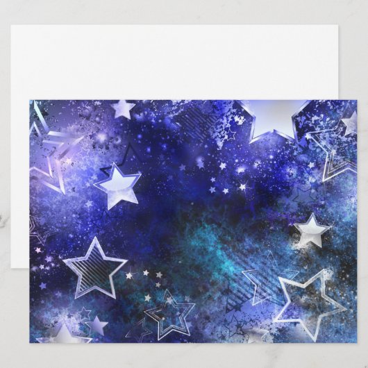 Ruimte-achtergrond met sterren save the date (Voorkant / Achterkant)