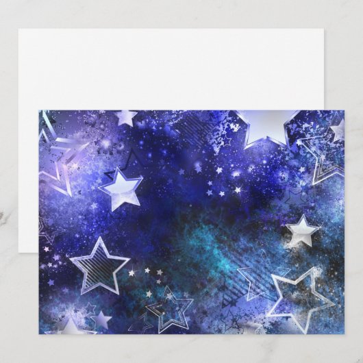 Ruimte-achtergrond met sterren save the date (Voorkant / Achterkant)