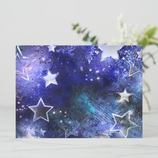 Ruimte-achtergrond met sterren save the date (Staand voorkant)