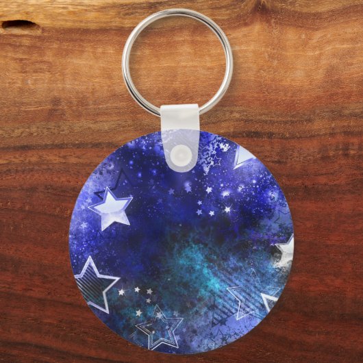 Ruimte-achtergrond met sterren sleutelhanger (Voorkant)