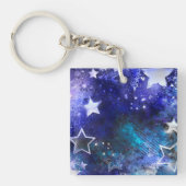 Ruimte-achtergrond met sterren sleutelhanger (voorkant)