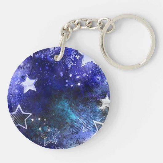 Ruimte-achtergrond met sterren sleutelhanger (Achterkant)