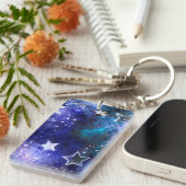 Ruimte-achtergrond met sterren sleutelhanger (Voorkant Rechts)