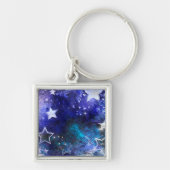 Ruimte-achtergrond met sterren sleutelhanger (Voorkant)
