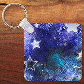 Ruimte-achtergrond met sterren sleutelhanger (Voorkant)