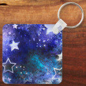 Ruimte-achtergrond met sterren sleutelhanger (Achterkant)