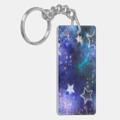 Ruimte-achtergrond met sterren sleutelhanger (Voorkant Links)