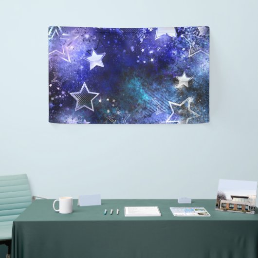 Ruimte-achtergrond met sterren spandoek (Beurs)