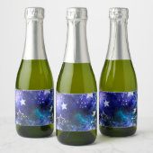 Ruimte-achtergrond met sterren sparkling wijnetiket (Flessen)