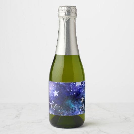 Ruimte-achtergrond met sterren sparkling wijnetiket (Voorkant)