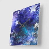 Ruimte-achtergrond met sterren vierkante klok (Hoek)