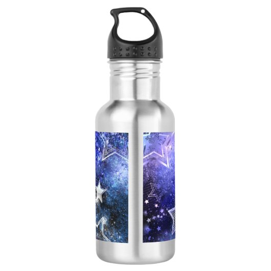 Ruimte-achtergrond met sterren waterfles  (Achterkant)
