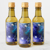 Ruimte-achtergrond met sterren wijn etiket (Flessen)