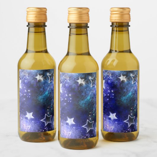 Ruimte-achtergrond met sterren wijn etiket (Flessen)