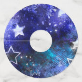 Ruimte-achtergrond met sterren wijnglaslabel (Achterkant)