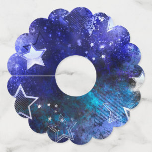 Ruimte-achtergrond met sterren wijnglaslabel