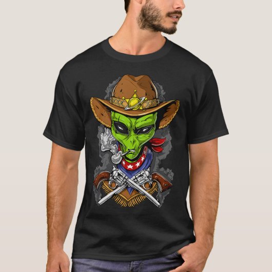 Ruimte Alien Cowboy T-shirt (Voorkant)