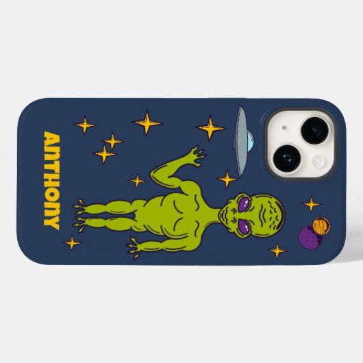 Ruimte-Alien met persoonlijke vingerafdruk Case-Mate iPhone Case (Achterkant (horizontaal))
