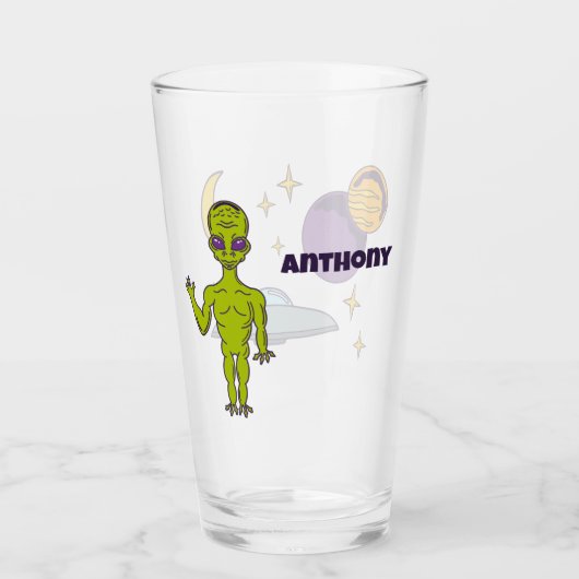 Ruimte-Alien met persoonlijke vingerafdruk Glas (Voorkant)