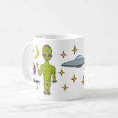 Ruimte-Alien met persoonlijke vingerafdruk Koffiemok (Voorkant links)