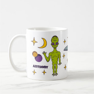 Ruimte-Alien met persoonlijke vingerafdruk Koffiemok