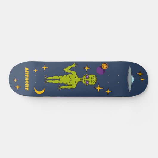 Ruimte-Alien met persoonlijke vingerafdruk Persoonlijk Skateboard (Horizontaal)