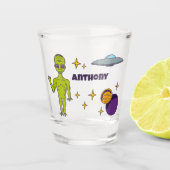 Ruimte-Alien met persoonlijke vingerafdruk Shot Glas (Voorkant)