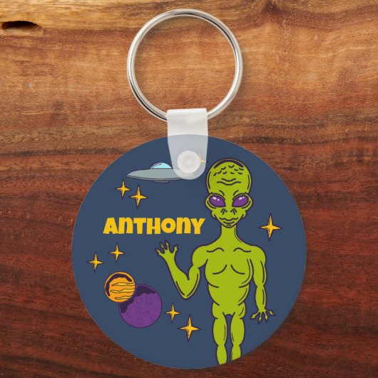 Ruimte-Alien met persoonlijke vingerafdruk Sleutelhanger (Voorkant)