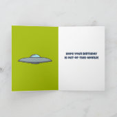 Ruimte-Alien met Planet Balloons Happy Birthday Kaart (Binnen)