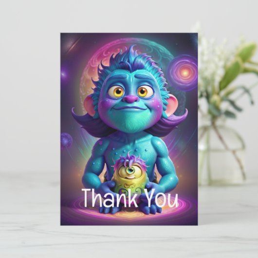 Ruimte Alien & Vriend Bedankkaart (Staand voorkant)