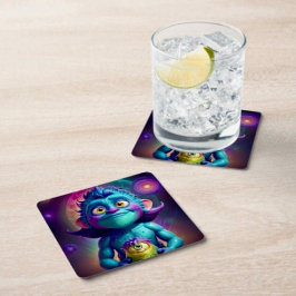 Ruimte Alien & Vriend  Kartonnen Onderzetters