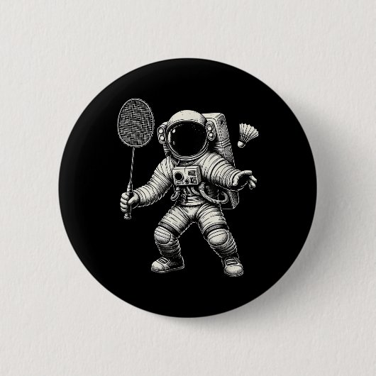 Ruimte Astronaut Badminton Speler Shuttle Sport Ronde Button 5,7 Cm (Voorkant)