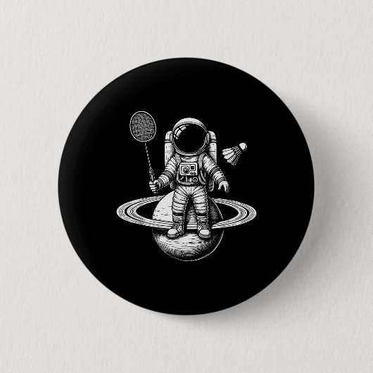 Ruimte Astronaut Badminton Speler Shuttle Sport Ronde Button 5,7 Cm (Voorkant)