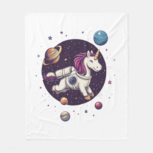 Ruimte Astronaut Eenhoorn (1) Fleece Deken (Voorkant)