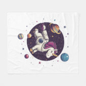 Ruimte Astronaut Eenhoorn (1) Fleece Deken (Voorkant (Horizontaal))
