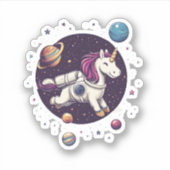 Ruimte Astronaut Eenhoorn (1) Sticker (Voorkant)
