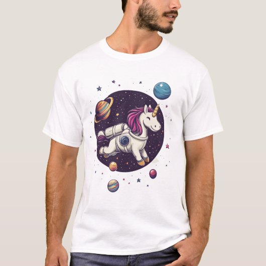 Ruimte Astronaut Eenhoorn (1) T-shirt (Voorkant)