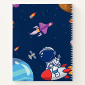 Ruimte Astronaut en Planeten in Blauw Gepersonalis Notitieboek (Achterkant)