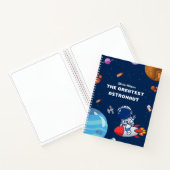 Ruimte Astronaut en Planeten in Blauw Gepersonalis Notitieboek (Binnen)