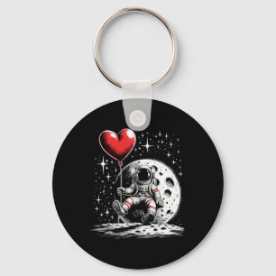 Ruimte Astronaut Hart Ballon Valentijnsdag Waarde Sleutelhanger
