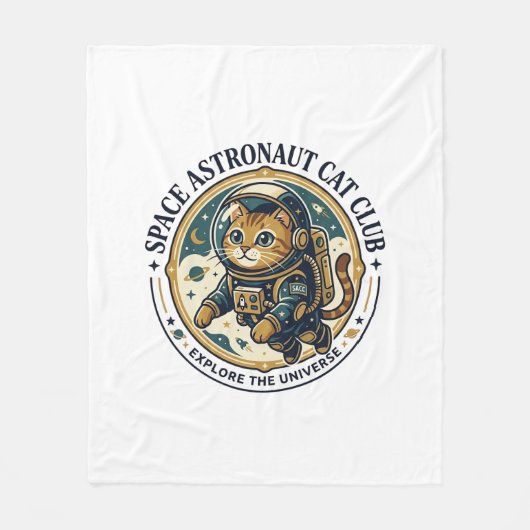 Ruimte Astronaut Kat Kat Vader Cadeau Idee - Ruimt Fleece Deken (Voorkant)