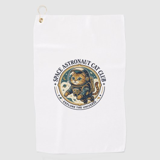 Ruimte Astronaut Kat Kat Vader Cadeau Idee - Ruimt Golfhanddoek (Voorkant)