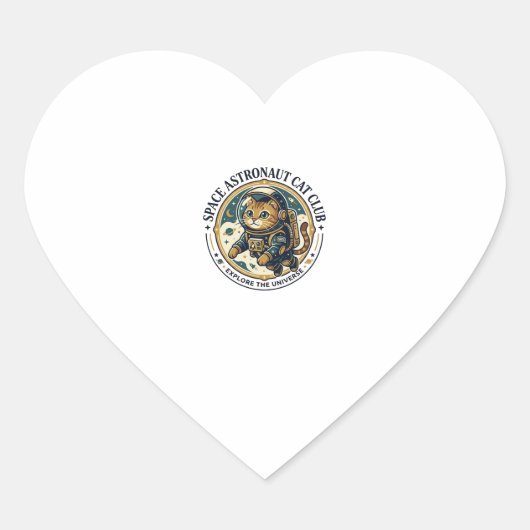 Ruimte Astronaut Kat Kat Vader Cadeau Idee - Ruimt Hart Sticker (Voorkant)