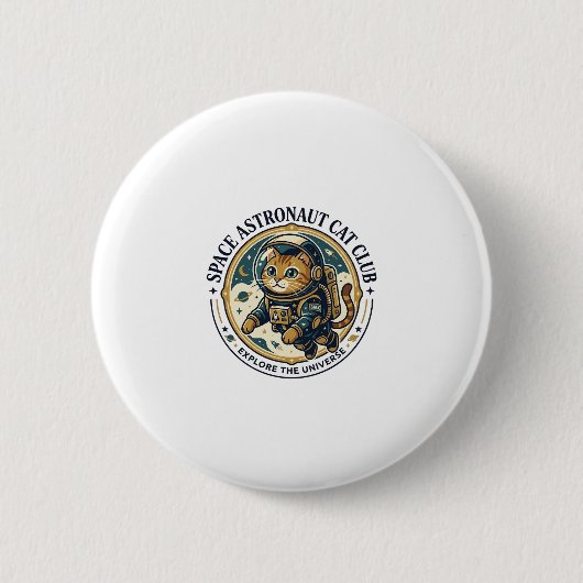 Ruimte Astronaut Kat Kat Vader Cadeau Idee - Ruimt Ronde Button 5,7 Cm (Voorkant)