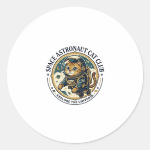 Ruimte Astronaut Kat Kat Vader Cadeau Idee - Ruimt Ronde Sticker