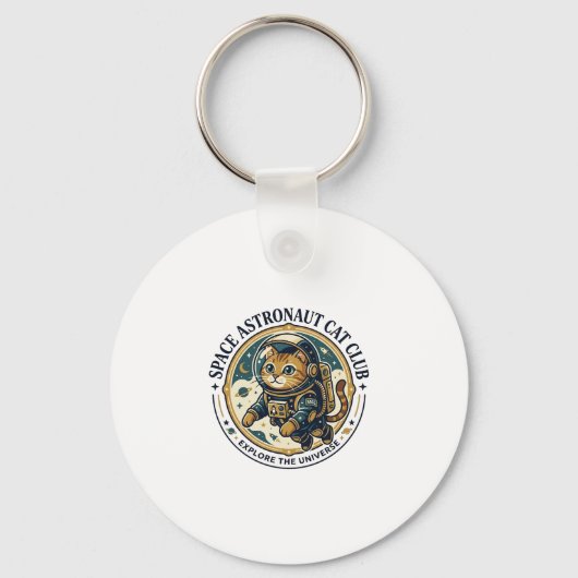 Ruimte Astronaut Kat Kat Vader Cadeau Idee - Ruimt Sleutelhanger (Voorkant)