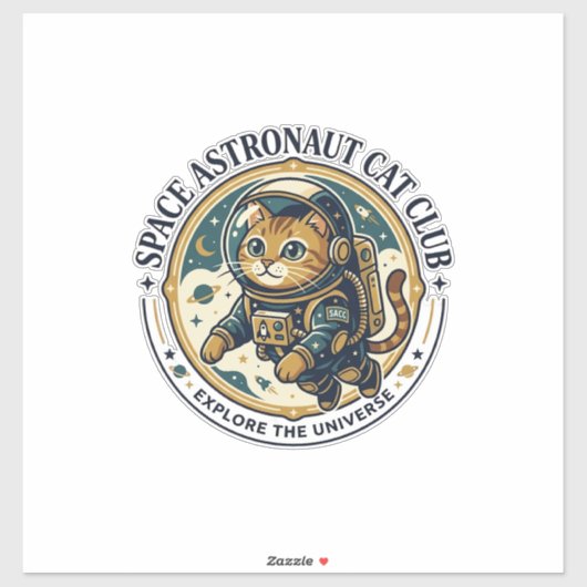 Ruimte Astronaut Kat Kat Vader Cadeau Idee - Ruimt Sticker (Vel)
